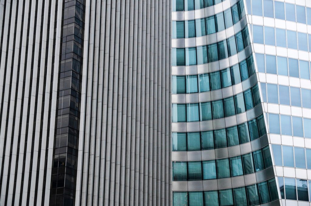 Glass windows office buildings